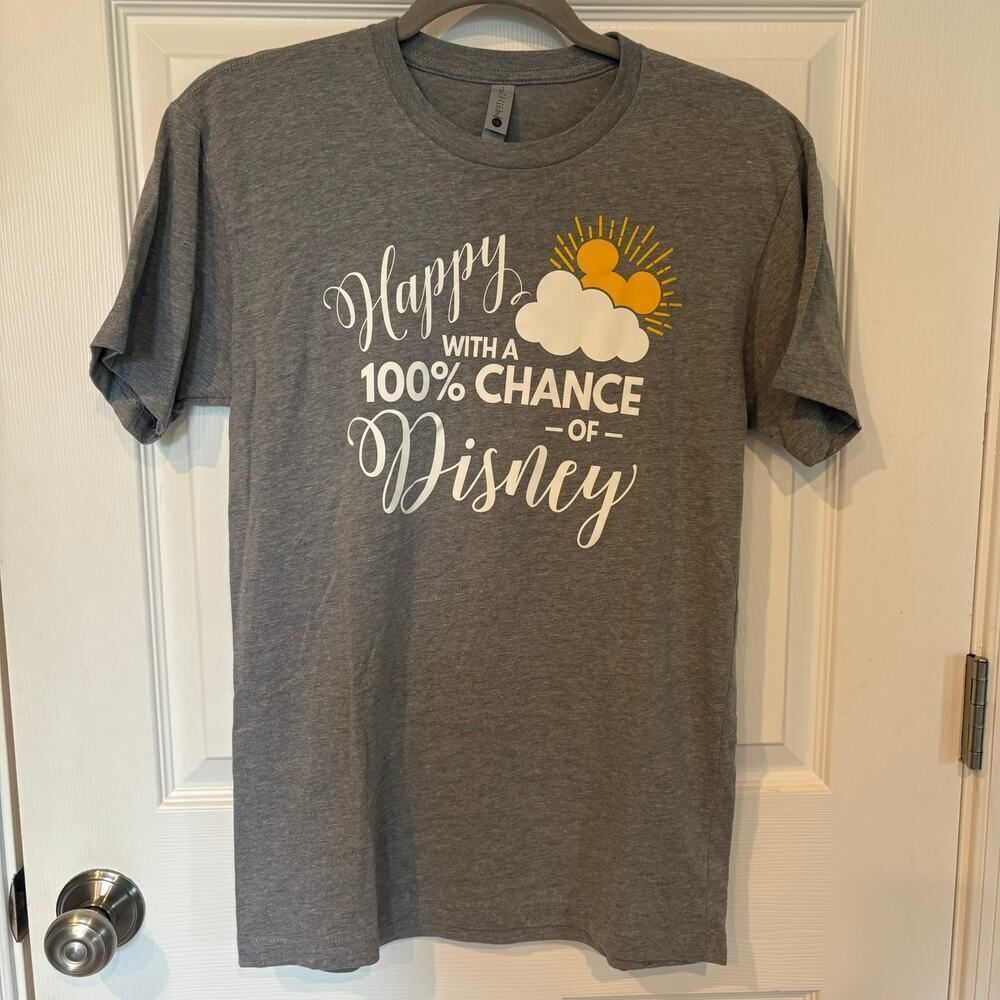 Happy with 100% Chance of Disney Tee Gray Small